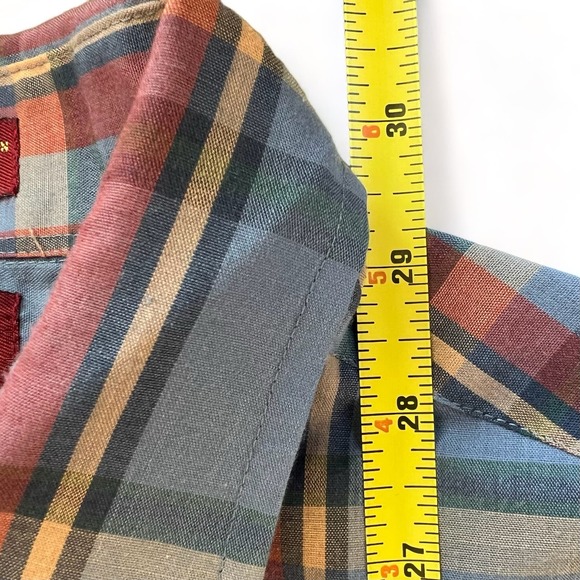 Vintage Lee Plaid Western Dress Shirt Cowboy Button Down Rodeo Ranch Blue Red M - Picture 9 of 9